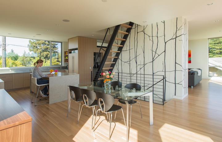 Lower-level apartment in 2014 Case Study house by Build LLC