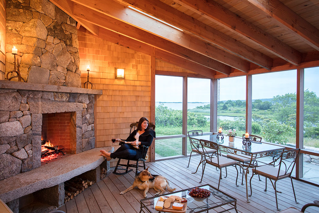 Natural disaster Martha's Vineyard home on wooded bluff built by South Mountain Co.