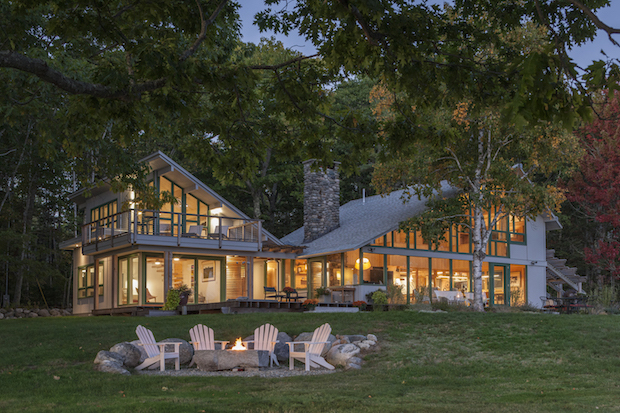 Shorefront Camp night time exterior view