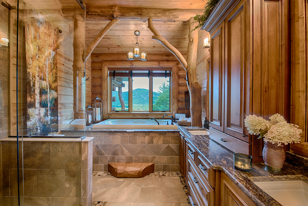 log cabin bath by Golden Eagle & Timber Homes